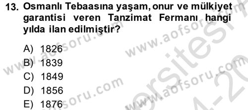 Türk Siyasal Hayatı Dersi 2014 - 2015 Yılı Tek Ders Sınav Soruları 13. Soru