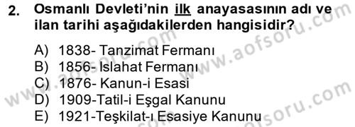 Türk Siyasal Hayatı Dersi 2014 - 2015 Yılı Tek Ders Sınav Soruları 2. Soru