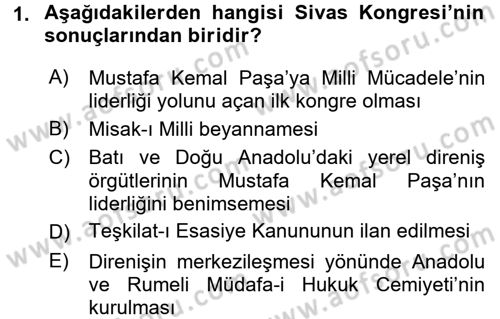 Türk Siyasal Hayatı Dersi 2015 - 2016 Yılı (Vize) Ara Sınav Soruları 1. Soru