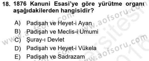 Türk Siyasal Hayatı Dersi 2015 - 2016 Yılı (Vize) Ara Sınav Soruları 18. Soru
