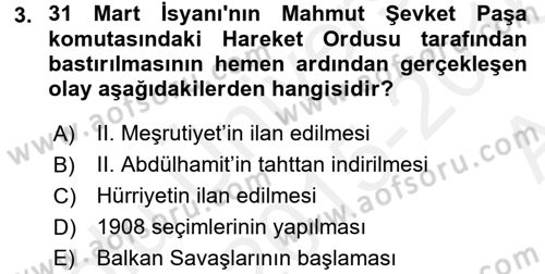 Türk Siyasal Hayatı Dersi 2015 - 2016 Yılı (Vize) Ara Sınav Soruları 3. Soru