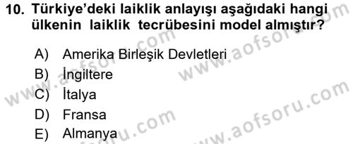 Türk Siyasal Hayatı Dersi 2015 - 2016 Yılı (Final) Dönem Sonu Sınav Soruları 10. Soru