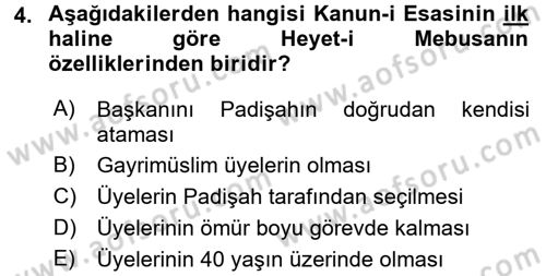 Türk Siyasal Hayatı Dersi 2015 - 2016 Yılı (Final) Dönem Sonu Sınav Soruları 4. Soru