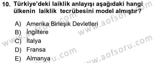 Türk Siyasal Hayatı Dersi 2015 - 2016 Yılı Tek Ders Sınav Soruları 10. Soru