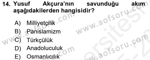 Türk Siyasal Hayatı Dersi 2015 - 2016 Yılı Tek Ders Sınav Soruları 14. Soru