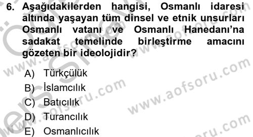 Türk Siyasal Hayatı Dersi 2016 - 2017 Yılı 3 Ders Sınav Soruları 6. Soru