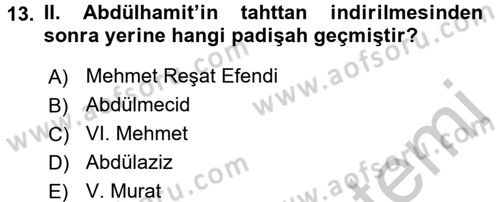 Türk Siyasal Hayatı Dersi 2016 - 2017 Yılı (Vize) Ara Sınav Soruları 13. Soru