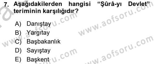 Türk Siyasal Hayatı Dersi 2016 - 2017 Yılı (Vize) Ara Sınav Soruları 7. Soru