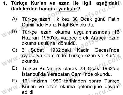Türk Siyasal Hayatı Dersi 2016 - 2017 Yılı (Final) Dönem Sonu Sınav Soruları 1. Soru