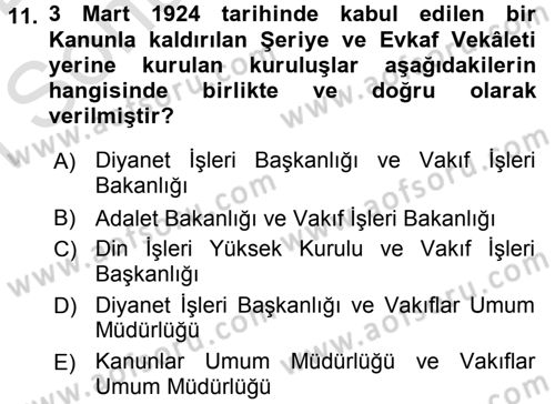 Türk Siyasal Hayatı Dersi 2016 - 2017 Yılı (Final) Dönem Sonu Sınav Soruları 11. Soru