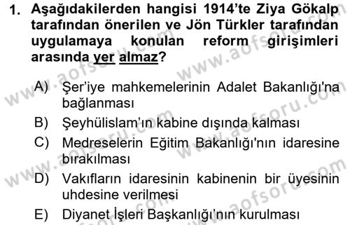 Türk Siyasal Hayatı Dersi 2017 - 2018 Yılı 3 Ders Sınav Soruları 1. Soru