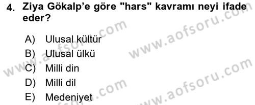 Türk Siyasal Hayatı Dersi 2017 - 2018 Yılı 3 Ders Sınav Soruları 4. Soru