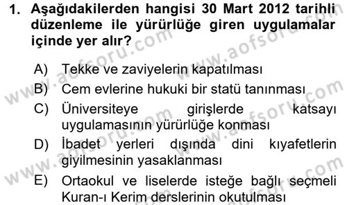Türk Siyasal Hayatı Dersi 2017 - 2018 Yılı (Final) Dönem Sonu Sınav Soruları 1. Soru