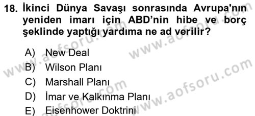 Türk Siyasal Hayatı Dersi 2017 - 2018 Yılı (Final) Dönem Sonu Sınav Soruları 18. Soru