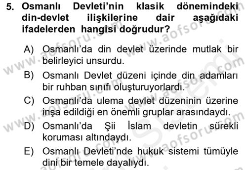 Türk Siyasal Hayatı Dersi 2017 - 2018 Yılı (Final) Dönem Sonu Sınav Soruları 5. Soru