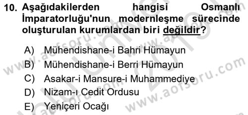 Türk Siyasal Hayatı Dersi 2018 - 2019 Yılı 3 Ders Sınav Soruları 10. Soru