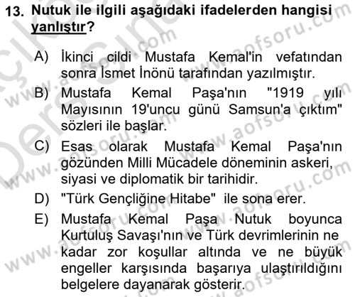 Türk Siyasal Hayatı Dersi 2018 - 2019 Yılı 3 Ders Sınav Soruları 13. Soru