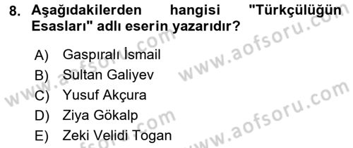 Türk Siyasal Hayatı Dersi 2018 - 2019 Yılı 3 Ders Sınav Soruları 8. Soru