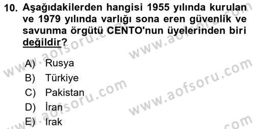 Türk Siyasal Hayatı Dersi 2018 - 2019 Yılı (Vize) Ara Sınav Soruları 10. Soru