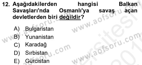 Türk Siyasal Hayatı Dersi 2018 - 2019 Yılı (Vize) Ara Sınav Soruları 12. Soru