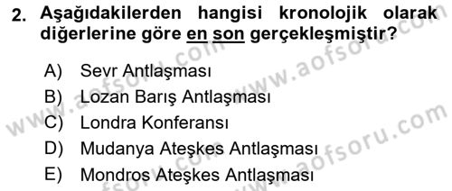 Türk Siyasal Hayatı Dersi 2018 - 2019 Yılı (Vize) Ara Sınav Soruları 2. Soru