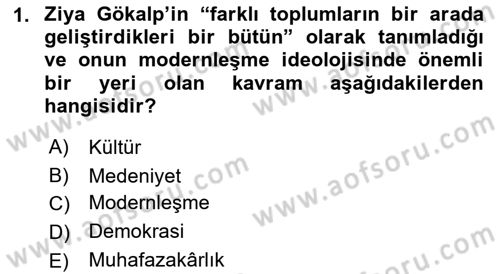 Türk Siyasal Hayatı Dersi 2018 - 2019 Yılı (Final) Dönem Sonu Sınav Soruları 1. Soru