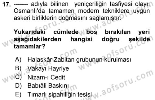 Türk Siyasal Hayatı Dersi 2018 - 2019 Yılı (Final) Dönem Sonu Sınav Soruları 17. Soru