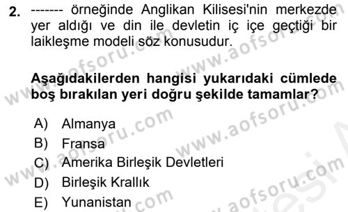 Türk Siyasal Hayatı Dersi 2018 - 2019 Yılı (Final) Dönem Sonu Sınav Soruları 2. Soru