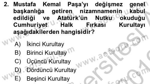 Türk Siyasal Hayatı Dersi 2018 - 2019 Yılı Yaz Okulu Sınav Soruları 2. Soru