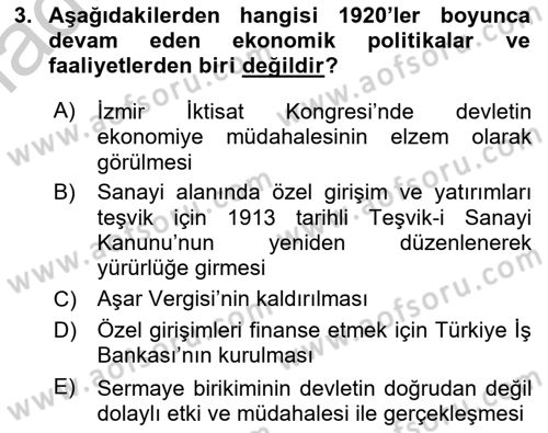 Türk Siyasal Hayatı Dersi 2018 - 2019 Yılı Yaz Okulu Sınav Soruları 3. Soru