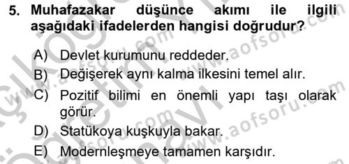 Türk Siyasal Hayatı Dersi 2018 - 2019 Yılı Yaz Okulu Sınav Soruları 5. Soru
