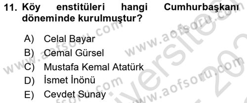 Türk Siyasal Hayatı Dersi 2020 - 2021 Yılı Yaz Okulu Sınav Soruları 11. Soru