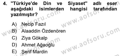 Türk Siyasal Hayatı Dersi 2020 - 2021 Yılı Yaz Okulu Sınav Soruları 4. Soru