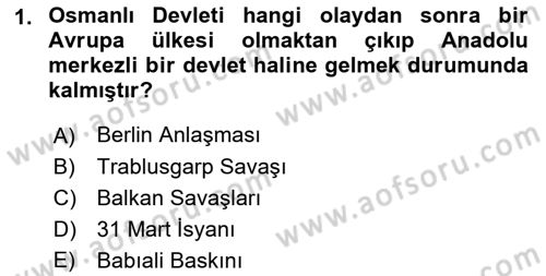 Türk Siyasal Hayatı Dersi 2021 - 2022 Yılı (Vize) Ara Sınav Soruları 1. Soru