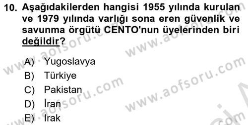 Türk Siyasal Hayatı Dersi 2021 - 2022 Yılı (Vize) Ara Sınav Soruları 10. Soru