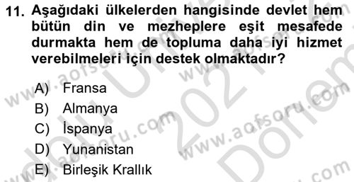Türk Siyasal Hayatı Dersi 2021 - 2022 Yılı (Final) Dönem Sonu Sınav Soruları 11. Soru