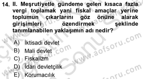 Türk Siyasal Hayatı Dersi 2021 - 2022 Yılı (Final) Dönem Sonu Sınav Soruları 14. Soru