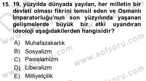 Türk Siyasal Hayatı Dersi 2021 - 2022 Yılı (Final) Dönem Sonu Sınav Soruları 15. Soru