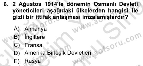 Türk Siyasal Hayatı Dersi 2021 - 2022 Yılı (Final) Dönem Sonu Sınav Soruları 6. Soru