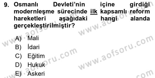 Türk Siyasal Hayatı Dersi 2021 - 2022 Yılı (Final) Dönem Sonu Sınav Soruları 9. Soru