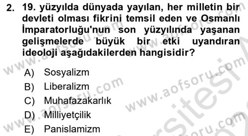 Türk Siyasal Hayatı Dersi 2021 - 2022 Yılı Yaz Okulu Sınav Soruları 2. Soru