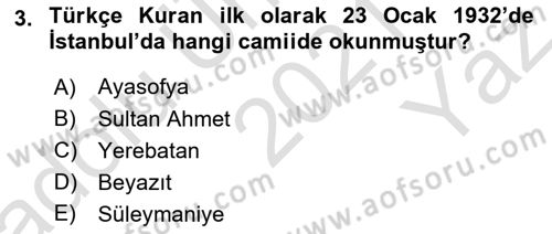 Türk Siyasal Hayatı Dersi 2021 - 2022 Yılı Yaz Okulu Sınav Soruları 3. Soru