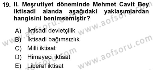 Türk Siyasal Hayatı Dersi 2022 - 2023 Yılı Yaz Okulu Sınav Soruları 19. Soru