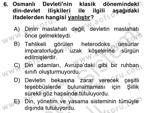 Türk Siyasal Hayatı Dersi 2022 - 2023 Yılı Yaz Okulu Sınav Soruları 6. Soru