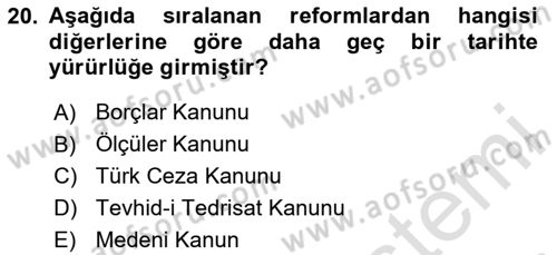 Türk Siyasal Hayatı Dersi 2023 - 2024 Yılı (Vize) Ara Sınav Soruları 20. Soru