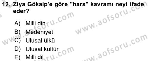 Türk Siyasal Hayatı Dersi 2023 - 2024 Yılı (Final) Dönem Sonu Sınav Soruları 12. Soru