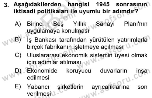 Türk Siyasal Hayatı Dersi 2023 - 2024 Yılı (Final) Dönem Sonu Sınav Soruları 3. Soru