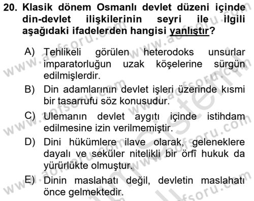 Türk Siyasal Hayatı Dersi 2023 - 2024 Yılı Yaz Okulu Sınav Soruları 20. Soru