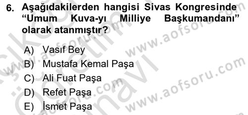 Türk Siyasal Hayatı Dersi 2023 - 2024 Yılı Yaz Okulu Sınav Soruları 6. Soru