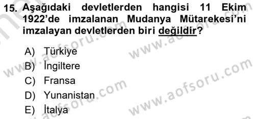 Türk Siyasal Hayatı Dersi 2024 - 2025 Yılı (Vize) Ara Sınav Soruları 15. Soru